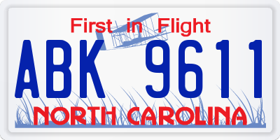 NC license plate ABK9611