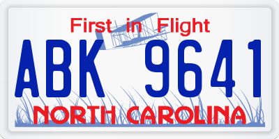 NC license plate ABK9641