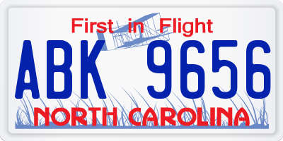 NC license plate ABK9656