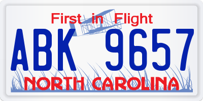 NC license plate ABK9657