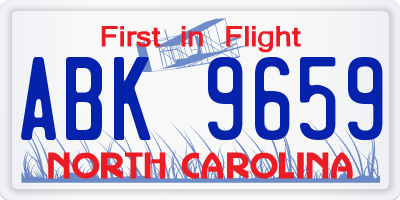 NC license plate ABK9659