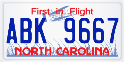 NC license plate ABK9667