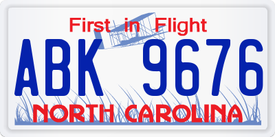 NC license plate ABK9676
