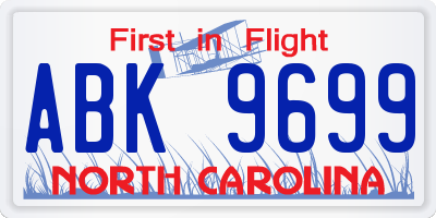 NC license plate ABK9699