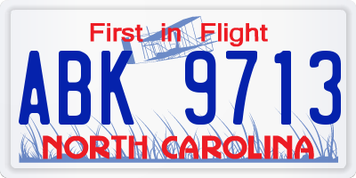 NC license plate ABK9713