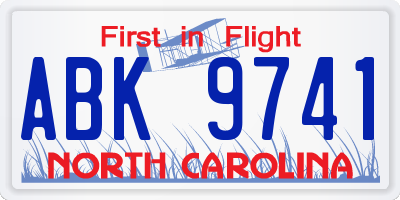 NC license plate ABK9741