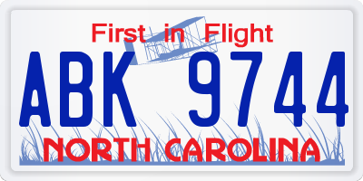 NC license plate ABK9744