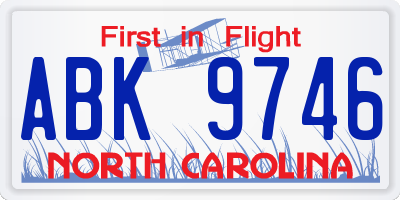 NC license plate ABK9746
