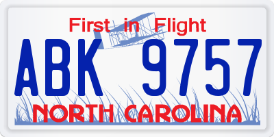 NC license plate ABK9757