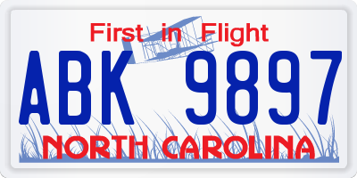 NC license plate ABK9897