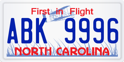 NC license plate ABK9996