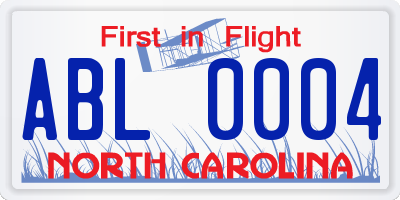 NC license plate ABL0004