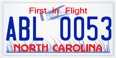 NC license plate ABL0053