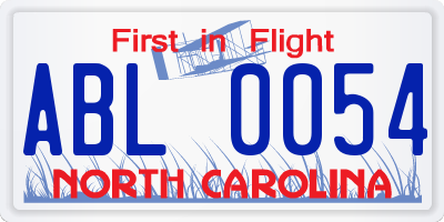 NC license plate ABL0054