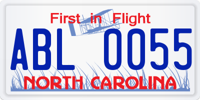 NC license plate ABL0055