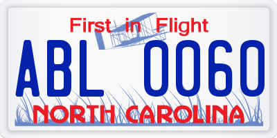 NC license plate ABL0060