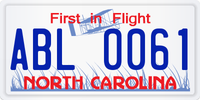 NC license plate ABL0061