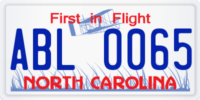 NC license plate ABL0065