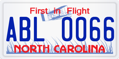 NC license plate ABL0066