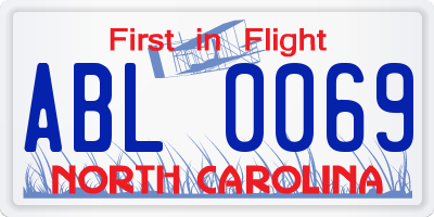 NC license plate ABL0069