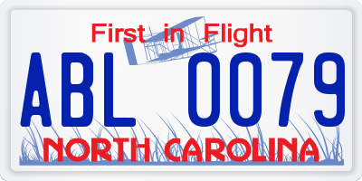 NC license plate ABL0079