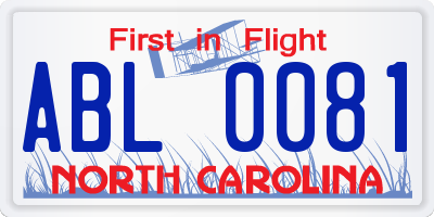 NC license plate ABL0081