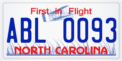 NC license plate ABL0093