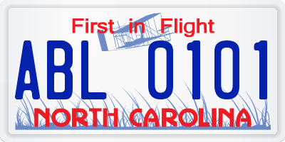NC license plate ABL0101