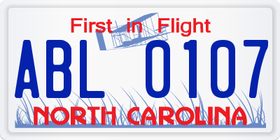 NC license plate ABL0107
