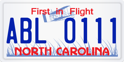 NC license plate ABL0111
