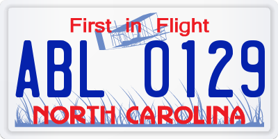 NC license plate ABL0129