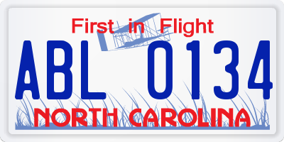 NC license plate ABL0134