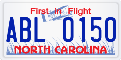 NC license plate ABL0150