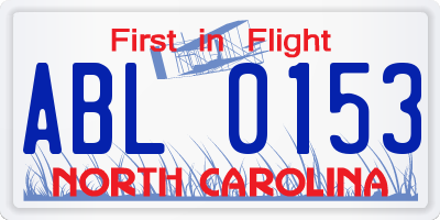 NC license plate ABL0153