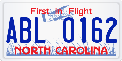 NC license plate ABL0162
