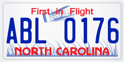 NC license plate ABL0176