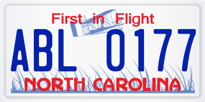 NC license plate ABL0177