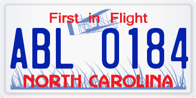 NC license plate ABL0184