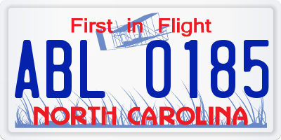 NC license plate ABL0185