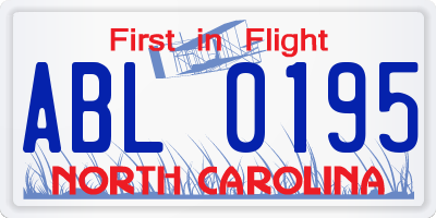 NC license plate ABL0195