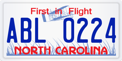 NC license plate ABL0224