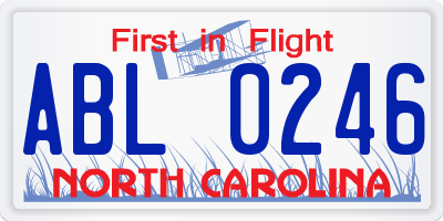 NC license plate ABL0246