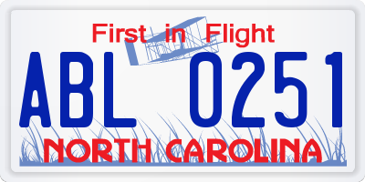 NC license plate ABL0251