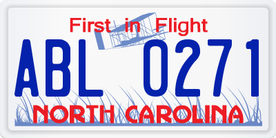 NC license plate ABL0271