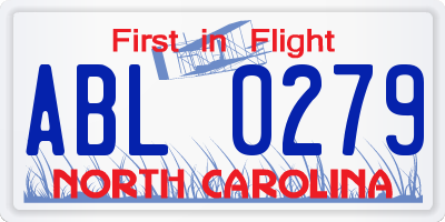 NC license plate ABL0279