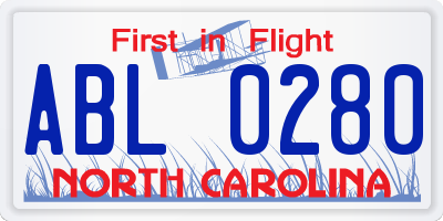 NC license plate ABL0280