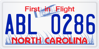 NC license plate ABL0286