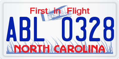 NC license plate ABL0328