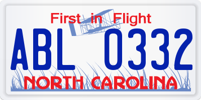 NC license plate ABL0332