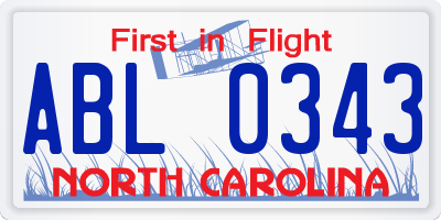 NC license plate ABL0343